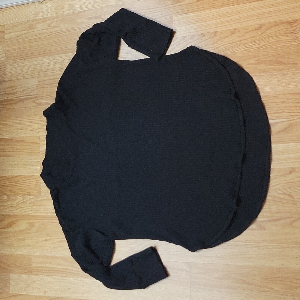Caslon black waffle knit drop shoulder mock neck sweater - Picture 2 of 6